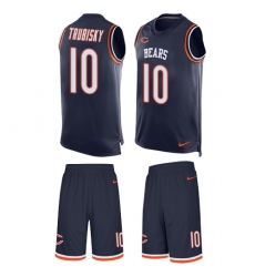 Men's Nike Chicago Bears #10 Mitchell Trubisky Limited Navy Blue Tank Top Suit NFL Jersey