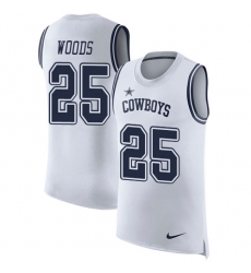 Men's Nike Dallas Cowboys #25 Xavier Woods Limited White Rush Player Name & Number Tank Top NFL Jersey