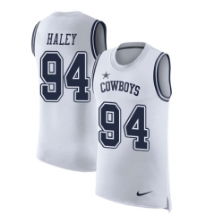 Men's Nike Dallas Cowboys #94 Charles Haley Limited White Rush Player Name & Number Tank Top NFL Jersey