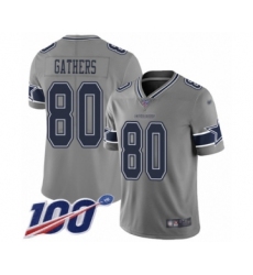 Men's Dallas Cowboys #80 Rico Gathers Limited Gray Inverted Legend 100th Season Football Jersey