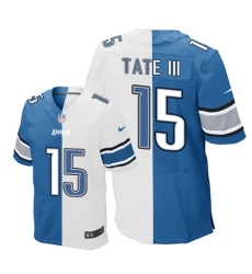 Men's Nike Detroit Lions #15 Golden Tate III Elite Blue/White Split Fashion NFL Jersey