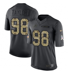 Men's Nike Detroit Lions #98 Devin Taylor Limited Black 2016 Salute to Service NFL Jersey