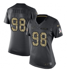 Women's Nike Detroit Lions #98 Devin Taylor Limited Black 2016 Salute to Service NFL Jersey