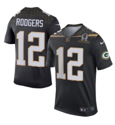 Men's Nike Green Bay Packers #12 Aaron Rodgers Elite Black Team Irvin 2016 Pro Bowl NFL Jersey