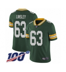 Men's Green Bay Packers #63 Corey Linsley Green Team Color Vapor Untouchable Limited Player 100th Season Football Jersey