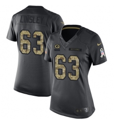 Women's Nike Green Bay Packers #63 Corey Linsley Limited Black 2016 Salute to Service NFL Jersey