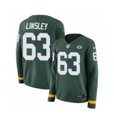 Women's Nike Green Bay Packers #63 Corey Linsley Limited Green Therma Long Sleeve NFL Jersey