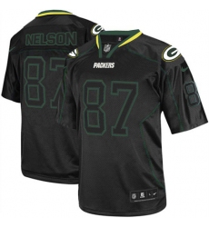 Men's Nike Green Bay Packers #87 Jordy Nelson Elite Lights Out Black NFL Jersey