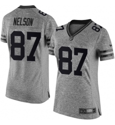 Women's Nike Green Bay Packers #87 Jordy Nelson Limited Gray Gridiron NFL Jersey