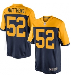 Men's Nike Green Bay Packers #52 Clay Matthews Limited Navy Blue Alternate NFL Jersey
