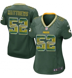 Women's Nike Green Bay Packers #52 Clay Matthews Limited Green Strobe NFL Jersey
