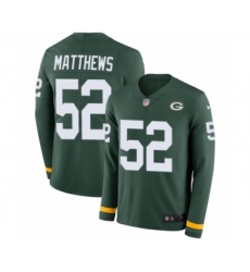 Youth Nike Green Bay Packers #52 Clay Matthews Limited Green Therma Long Sleeve NFL Jersey