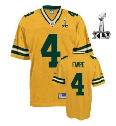 Reebok Green Bay Packers #4 Brett Favre Yellow 2011 Super Bowl XLV Premier EQT Throwback NFL Jersey