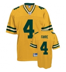 Reebok Green Bay Packers #4 Brett Favre Yellow Authentic Throwback NFL Jersey