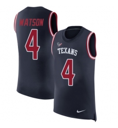 Men's Nike Houston Texans #4 Deshaun Watson Limited Navy Blue Rush Player Name & Number Tank Top NFL Jersey
