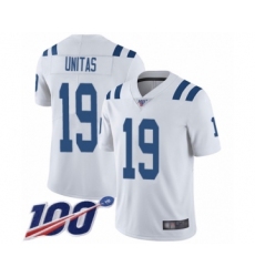 Men's Indianapolis Colts #19 Johnny Unitas White Vapor Untouchable Limited Player 100th Season Football Jersey