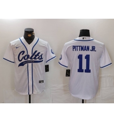Men's Indianapolis Colts #11 Michael Pittman Jr White Cool Base Stitched Baseball Jersey