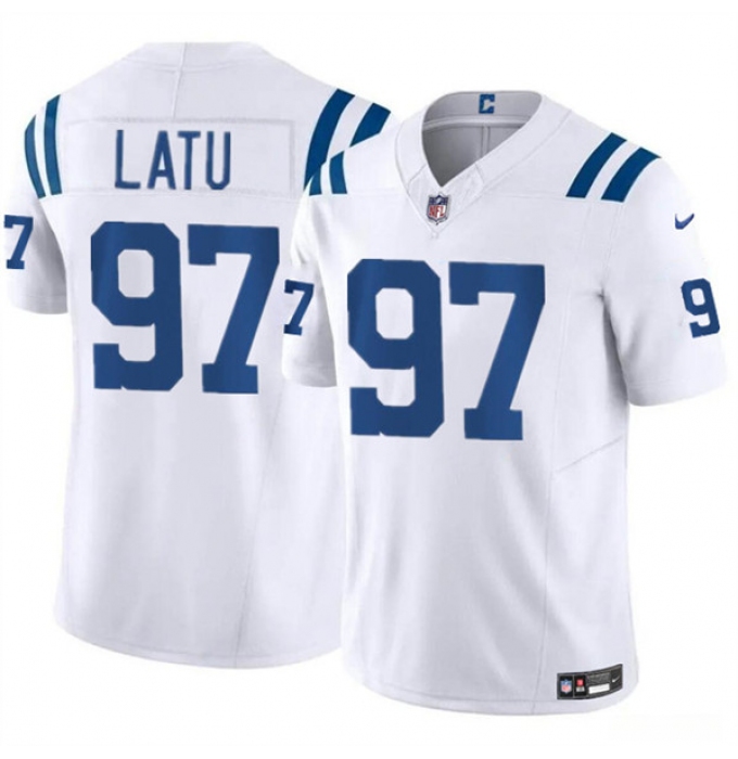 Men's Indianapolis Colts #97 Laiatu Latu White 2024 Draft F.U.S.E. Vapor Limited Football Stitched Jersey