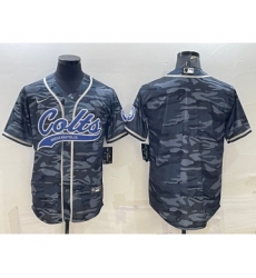 Men's Indianapolis Colts Blank Grey Camo With Patch Cool Base Stitched Baseball Jersey