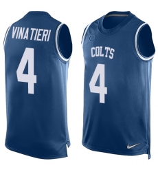 Men's Nike Indianapolis Colts #4 Adam Vinatieri Limited Royal Blue Player Name & Number Tank Top NFL Jersey