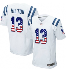 Men's Nike Indianapolis Colts #13 T.Y. Hilton Elite White Road USA Flag Fashion NFL Jersey