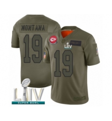 Men's Kansas City Chiefs #19 Joe Montana Limited Olive 2019 Salute to Service Super Bowl LIV Bound Football Jersey