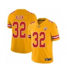 Women's Kansas City Chiefs #32 Marcus Allen Limited Gold Inverted Legend Football Jersey