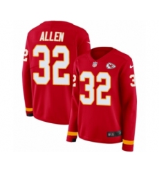 Women's Nike Kansas City Chiefs #32 Marcus Allen Limited Red Therma Long Sleeve NFL Jersey