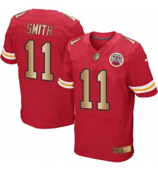 Men's Nike Kansas City Chiefs #11 Alex Smith Elite Red/Gold Team Color NFL Jersey
