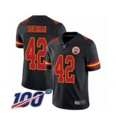Men's Kansas City Chiefs #42 Anthony Sherman Limited Black Rush Vapor Untouchable 100th Season Football Jersey