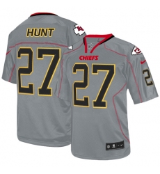Men's Nike Kansas City Chiefs #27 Kareem Hunt Elite Lights Out Grey NFL Jersey
