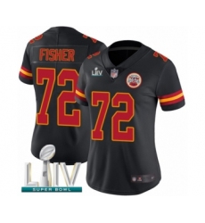 Women's Kansas City Chiefs #72 Eric Fisher Limited Black Rush Vapor Untouchable Super Bowl LIV Bound Football Jersey