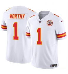 Men’s Kansas City Chiefs #1 Xavier Worthy White 2023 F.U.S.E Vapor Untouchable Limited Stitched Football Jersey