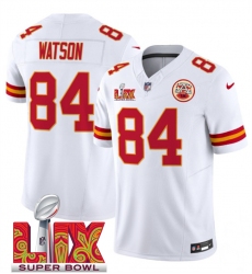 Men's Kansas City Chiefs #84 Justin Watson White 2025 Super Bowl LIX F.U.S.E. Vapor Limited Stitched Football Jersey