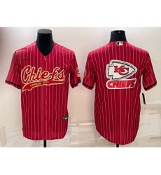 Men's Kansas City Chiefs Red Team Big Logo With Patch Cool Base Stitched Baseball Jersey