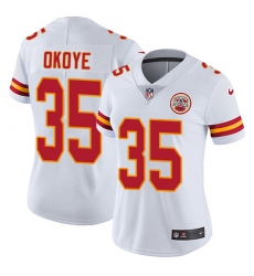 Women's Nike Kansas City Chiefs #35 Christian Okoye White Vapor Untouchable Limited Player NFL Jersey