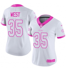 Women's Nike Kansas City Chiefs #35 Charcandrick West Limited White/Pink Rush Fashion NFL Jersey