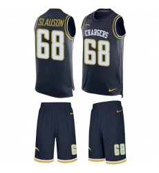 Men's Nike Los Angeles Chargers #68 Matt Slauson Limited Navy Blue Tank Top Suit NFL Jersey