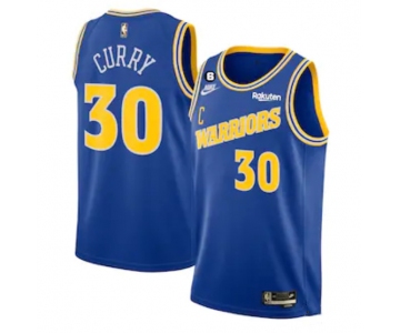 Men's Golden State Warriors #30 Stephen Curry Royal With No.6 Patch Stitched Jersey